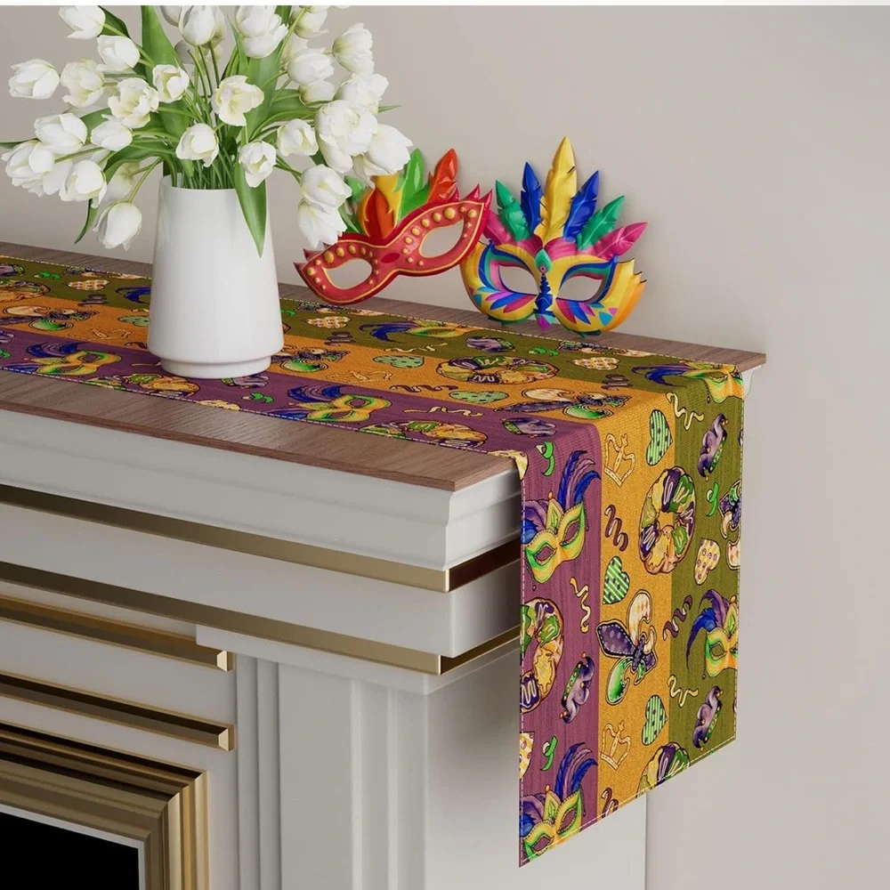 Mardi Gras Decorative Table Runner in Purple, Gold‎ & Green 13x72